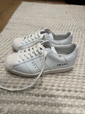 Prada White Low-Top Leather Sneakers